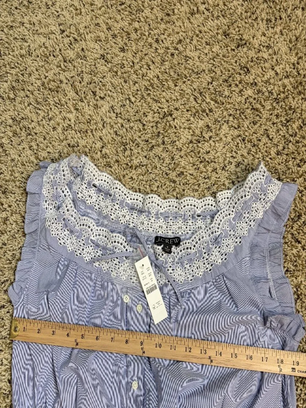 J CREW S Embroidered ruffle-trim cropped tank top Size M